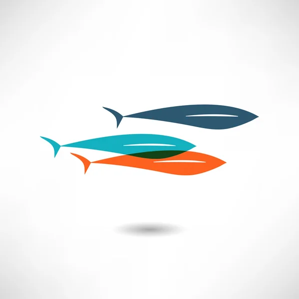 Icono de pescado en blanco — Vector de stock