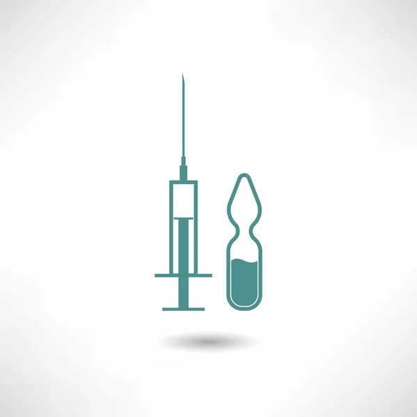Icône de seringue et ampoule — Image vectorielle
