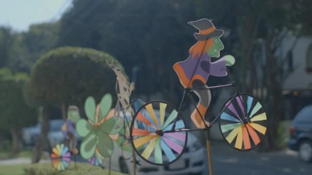 Adorno Bicicleta Halloween Calle — Vídeo de stock