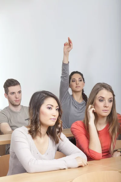 Student puts up her hand — Stock Photo, Image