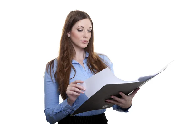 Office clerk browses a file — Stock Photo, Image