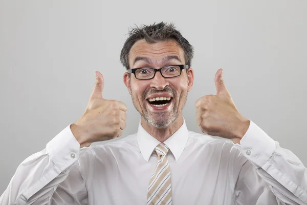 Man holds thumbs up — Stock Photo, Image