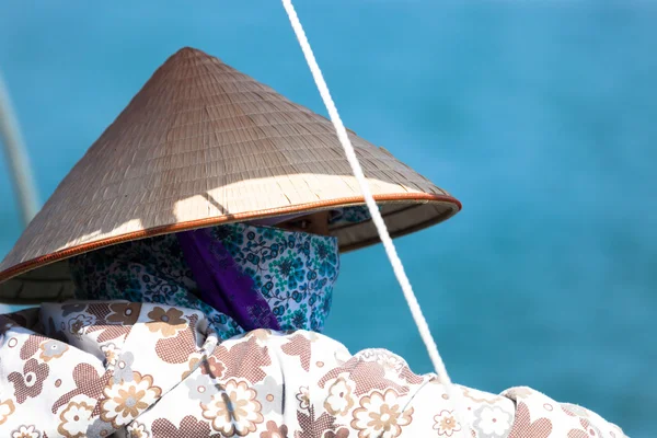 Mulher no mekong — Fotografia de Stock
