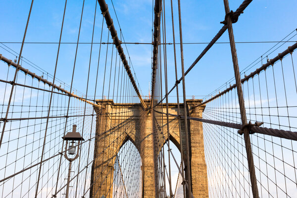 The Brooklyn Bridge in New York City is one of the oldest bridges in the United States. it connects the boroughs of Manhattan and Brooklyn.