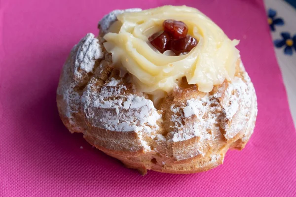 Zeppole Des Heiligen Josef Italienisches Gebäck Mit Mehl Zucker Eiern Stockbild