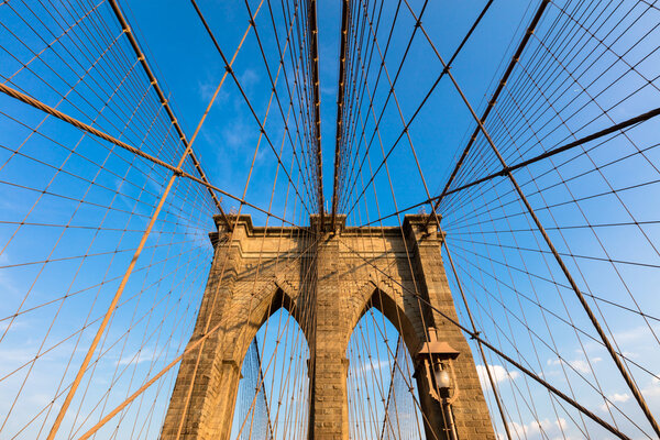 The Brooklyn Bridge in New York City is one of the oldest bridges in the United States. Completed in 1883, it connects the boroughs of Manhattan and Brooklyn.