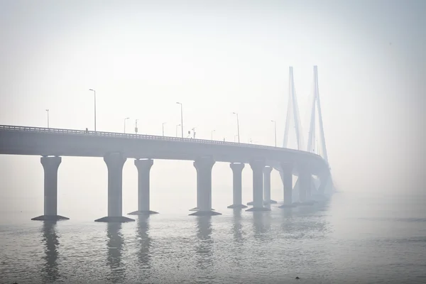 Пейзаж с мостом в тумане — стоковое фото