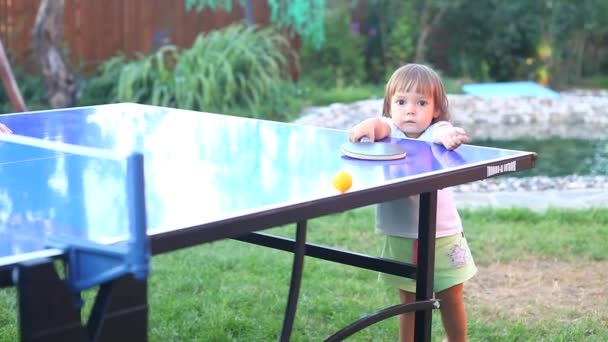 Child Playing Ping-Pong — Stock Video