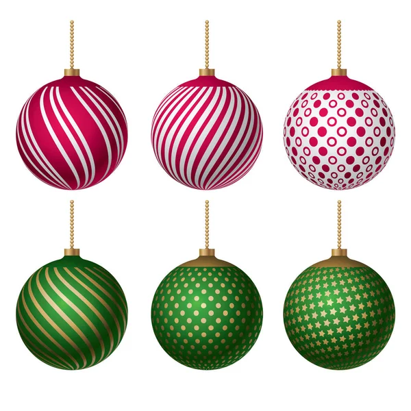 Realistyczny zestaw Christmas kolorowe kulki, dekoracyjny design na nowy rok, wektor ilustracji. — Wektor stockowy