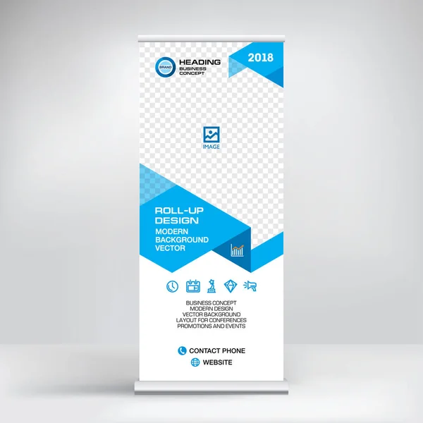 Yuvarlak pankart tasarımı, sergi standı, konferanslar için şablon, seminerler
