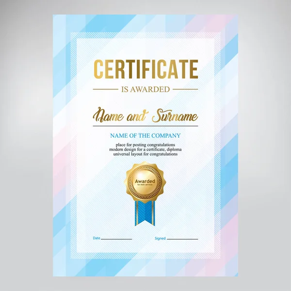 Ontwerp van certificaat, diploma, modern geometrisch ontwerp — Stockvector