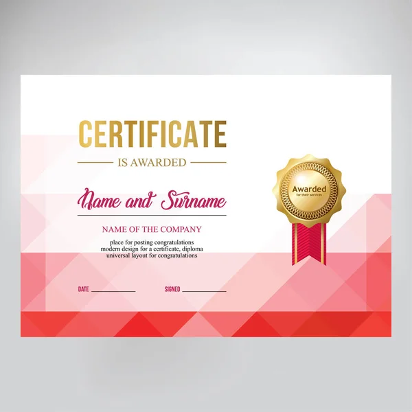 Ontwerp van certificaat, diploma, modern geometrisch ontwerp — Stockvector