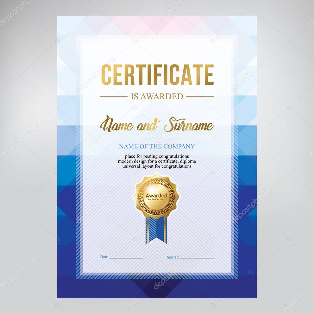 Design of certificate, diploma, modern geometric design