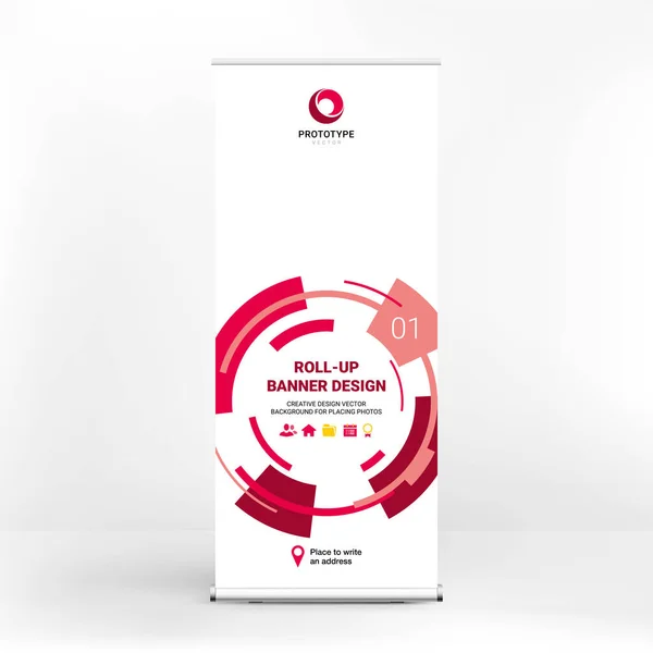 Roll-up banner pubblicitari, design dinamico, stand template per conferenze, seminari aziendali — Vettoriale Stock