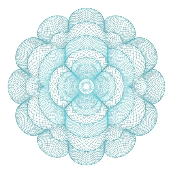 Guilloche rosette, a template for the protection of securities, an ornament in the form of wavy curly lines in the form of a flower — Stock Vector