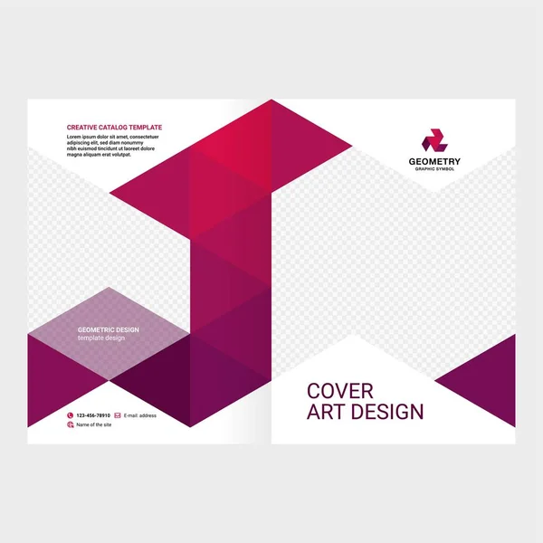 Projeto de capa de catálogo, livreto, folheto, composição criativa de triângulos, vetor de fundo vermelho — Vetor de Stock