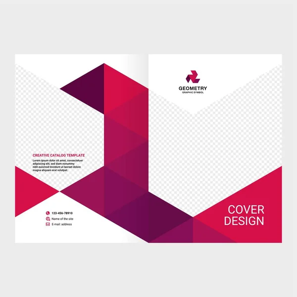 Projeto de capa de catálogo, livreto, folheto, composição criativa de triângulos, vetor de fundo vermelho — Vetor de Stock