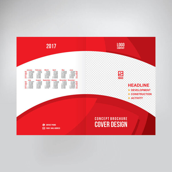 Design of catalog cover, booklet, flyer, creative composition of triangles, red background vector
