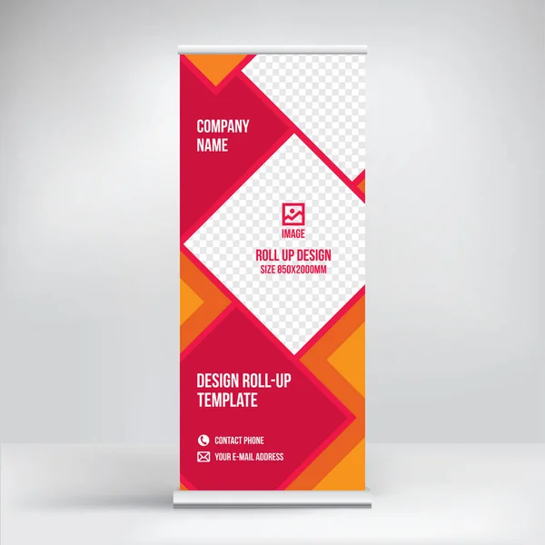 Roll-up banner, stand per pubblicità, conferenze, seminari, media template — Vettoriale Stock