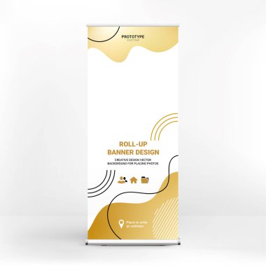 Yuvarlak pankart tasarımı, yaratıcı reklam arka planı, sıvı elementler, vektör