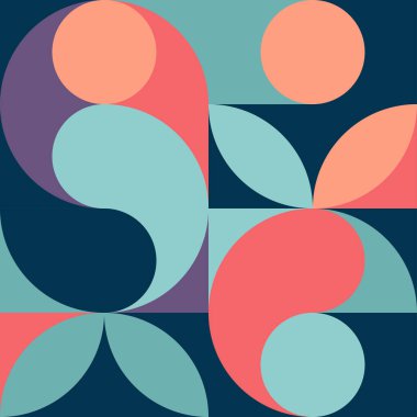 Geometrik minimalist stil, geometrik şekillerin soyut yaratıcı bileşimi, kapak tasarımı, iş sunumları, kitaplar, tekstil üzerine baskı için düzen, duvar kağıdı tasarımı