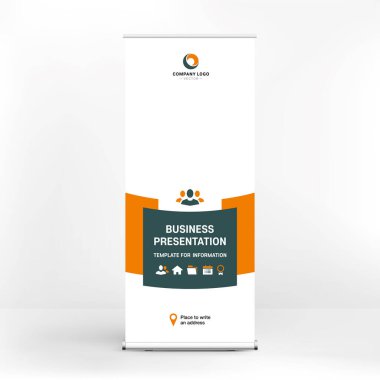 Yuvarlak reklam pankartı tasarımı, modern grafik düz stil, yaratıcı arkaplan