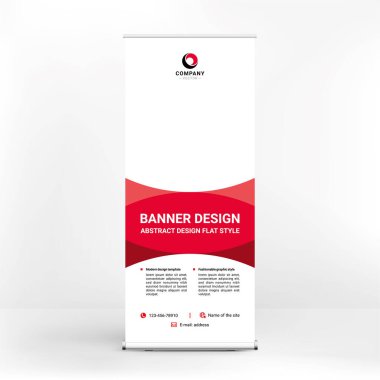 Yuvarlak pankart tasarımı, konferanslar için yaratıcı duruş, ürün ve hizmet reklamları, modern daire tarzı, seminerler için afiş.