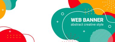 Web pankartı tasarımı, fotoğraf ve metin yerleştirmek için soyut arkaplan, sıvı grafik elementlerin yaratıcı biçimi, site için modern arkaplan