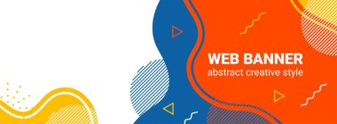 Web pankartı tasarımı, fotoğraf ve metin yerleştirmek için soyut arkaplan, sıvı grafik elementlerin yaratıcı biçimi, site için modern arkaplan