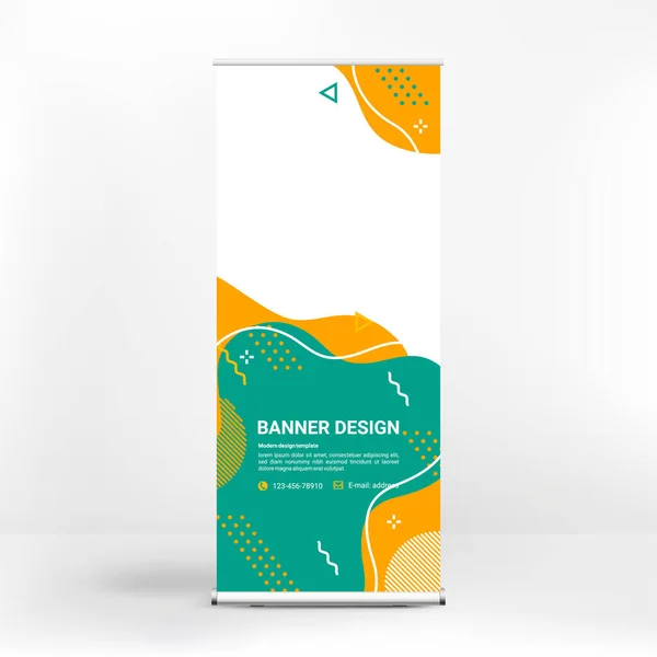 Roll-up baner design, kreatywne tło kształtów graficznych, nowoczesny design do reklamy zewnętrznej — Wektor stockowy