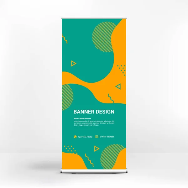 Roll-up banner design, sfondo creativo di forme grafiche, design moderno per la pubblicità esterna — Vettoriale Stock