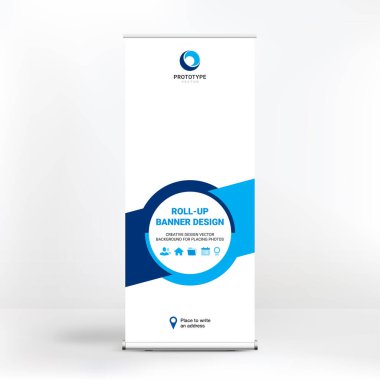 Yuvarlak pankart tasarımı, grafik şekillerin yaratıcı arka planı, açık hava reklamları için modern tasarım.