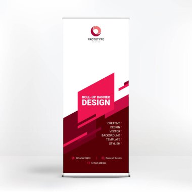 Katlanır reklam pankartı tasarımı, sunumlar, konferanslar, seminerler, sergiler, yaratıcı geometrik arkaplan