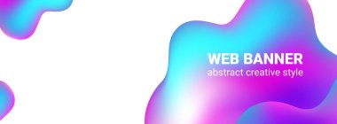 Web pankartı tasarımı, fotoğraf ve metin yerleştirmek için soyut arkaplan, sıvı grafik elementlerin yaratıcı biçimi, site için modern arkaplan