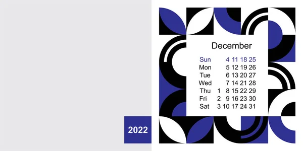 Modny szablon kalendarza graficznego na 2022 rok, rozmiar 200x100mm — Wektor stockowy