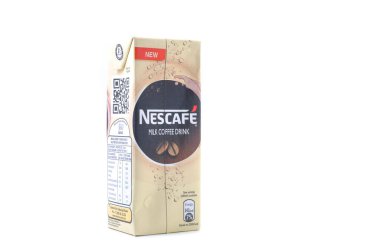KUALA LUMPur, Malezya - 7 Şubat 2015. Nescafe Süt İçeceği paketleri. Nescafe, Nestle tarafından üretilen bir hazır kahve markasıdır. Adı 