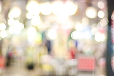  Bokeh ışığı ve bulanık modern şehir alışveriş merkezi arka planı