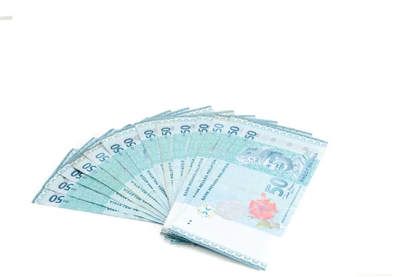 Malaysia Currency Myr Stack Ringgit Malaysia Bank Note Столі Лежить — стокове фото