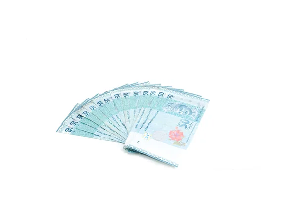 Moneda Malasia Myr Pila Billetes Banco Malasia Ringgit Hay Cien —  Fotos de Stock
