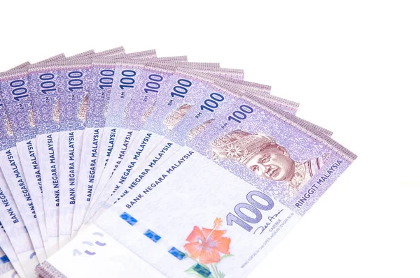 Malaysia Valuta Myr Pila Banconota Ringgit Malaysia Centinaio Ringgit Malaysia — Foto Stock