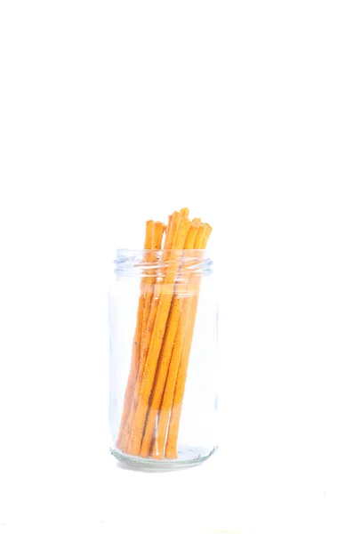 Sweet Caramel Candies Glass Jar White Background — Stock Photo, Image