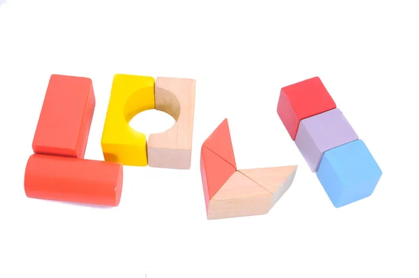 Wooden Toy Blocks Isolated White Background — Stock Photo, Image