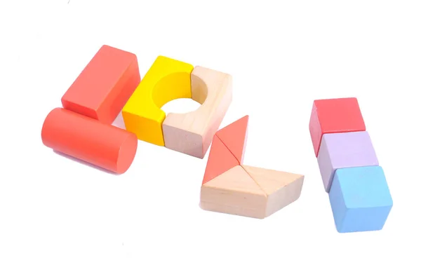 Wooden Toy Blocks Isolated White Background — Stock Photo, Image