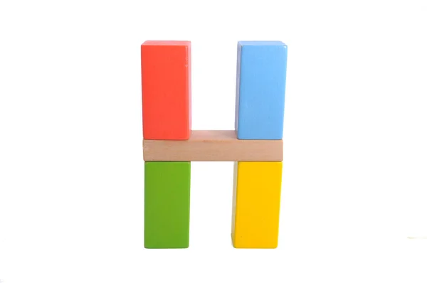 Kleurrijke Houten Blokken Geïsoleerd Witte Achtergrond — Stockfoto