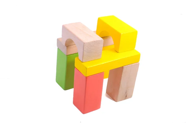 Colorful Wooden Toy Blocks Isolated White Background — Stock Photo, Image