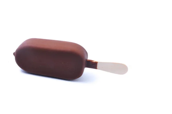 Glace Vanille Chocolat Isolé Sur Fond Blanc — Photo