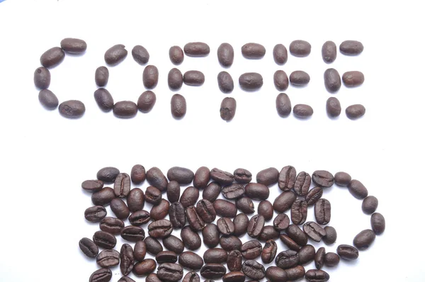 Geröstete Kaffeebohnen Auf Weiß — Stockfoto