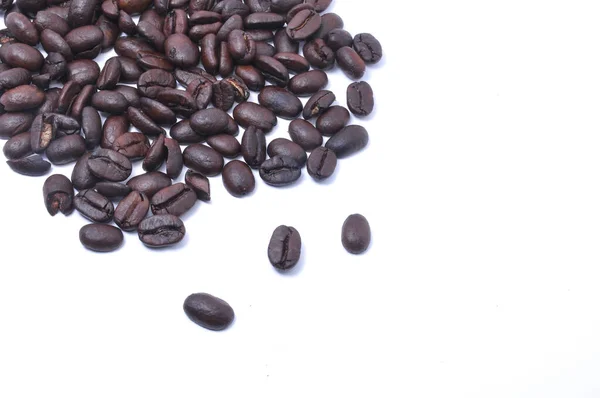 Rostade Kaffebönor Vitt — Stockfoto