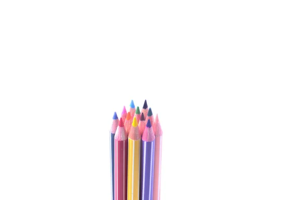 Varios Lápices Colores Madera Colocados Una Fila — Foto de Stock