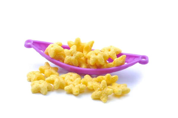 Cornflakes Mit Schale Auf Weißem Hintergrund Isoliert — Stockfoto